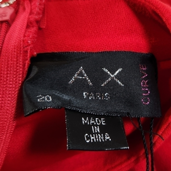 AX Paris Curve Womens 20 Red Reuffle Detail Midi Summer Dress NWT - Picture 7 of 12